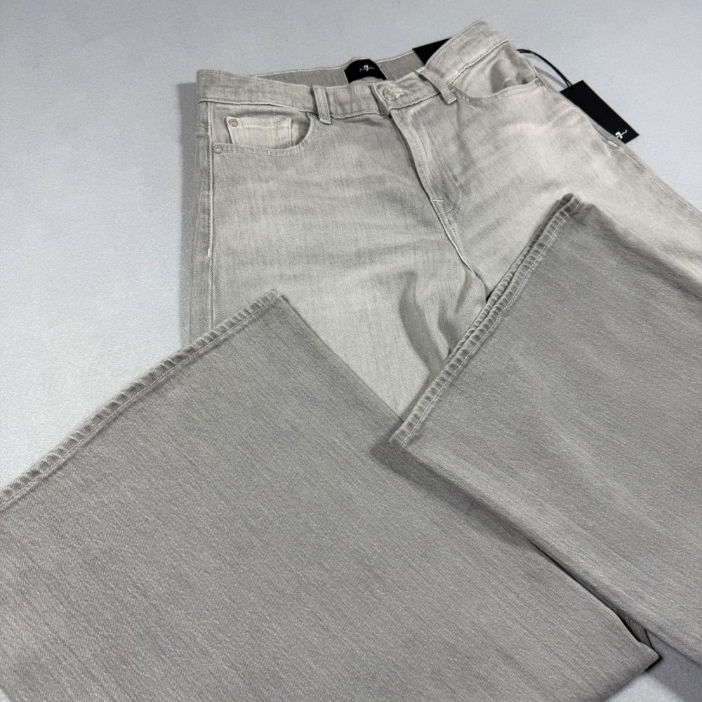 7 For All Mankind Marie Wide Leg Jeans Drive Grey High Rise Denim 28‎